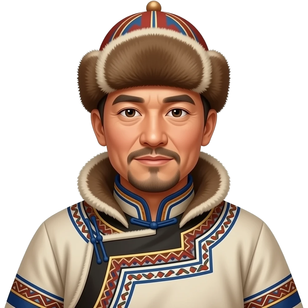 yakutian man in national old clothing with head clothing too emoji