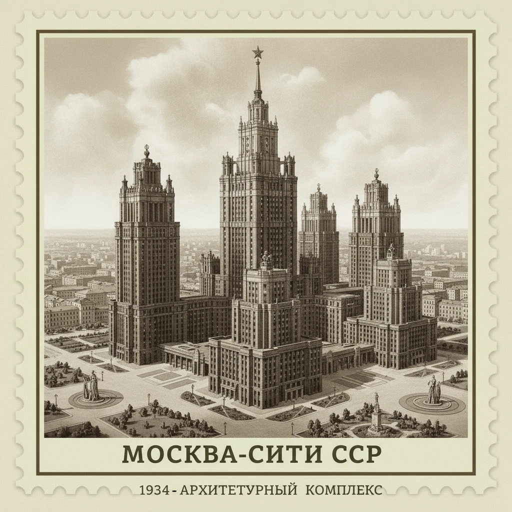 Москва-Сити, если бы его построили в СССР в 1934 году. Архивные чертежи

Стилизуй изображение под марку как на фото emoji