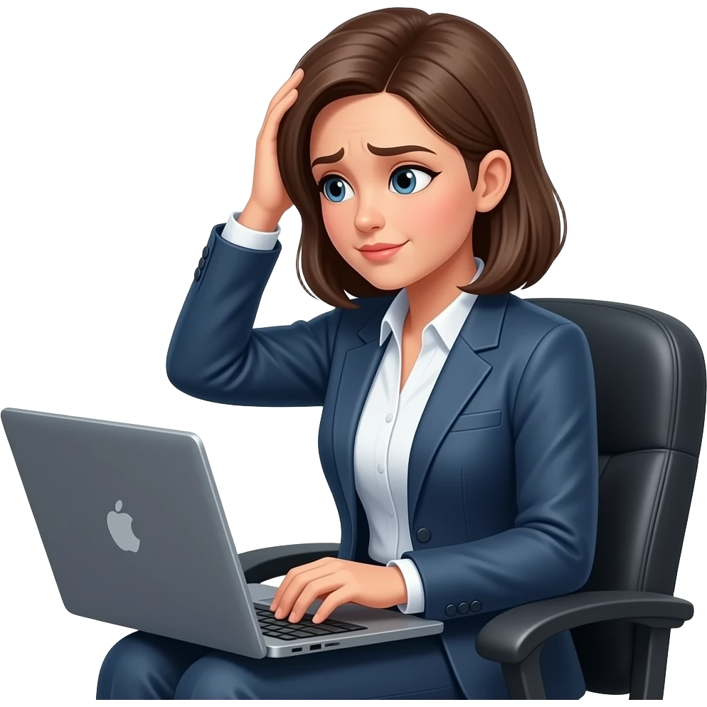 woman worried with hand on head on computer emoji