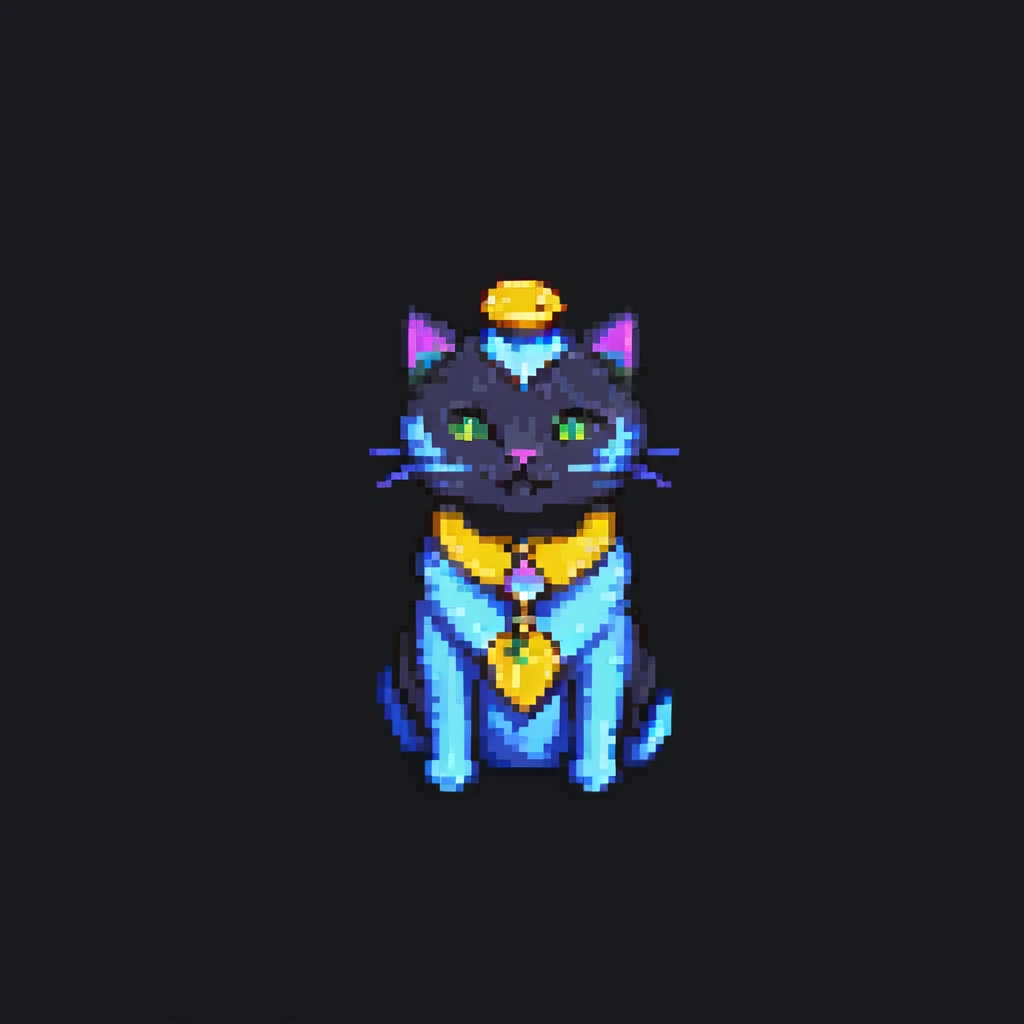 cat wearing a papakha, pixel art style, simple background emoji
