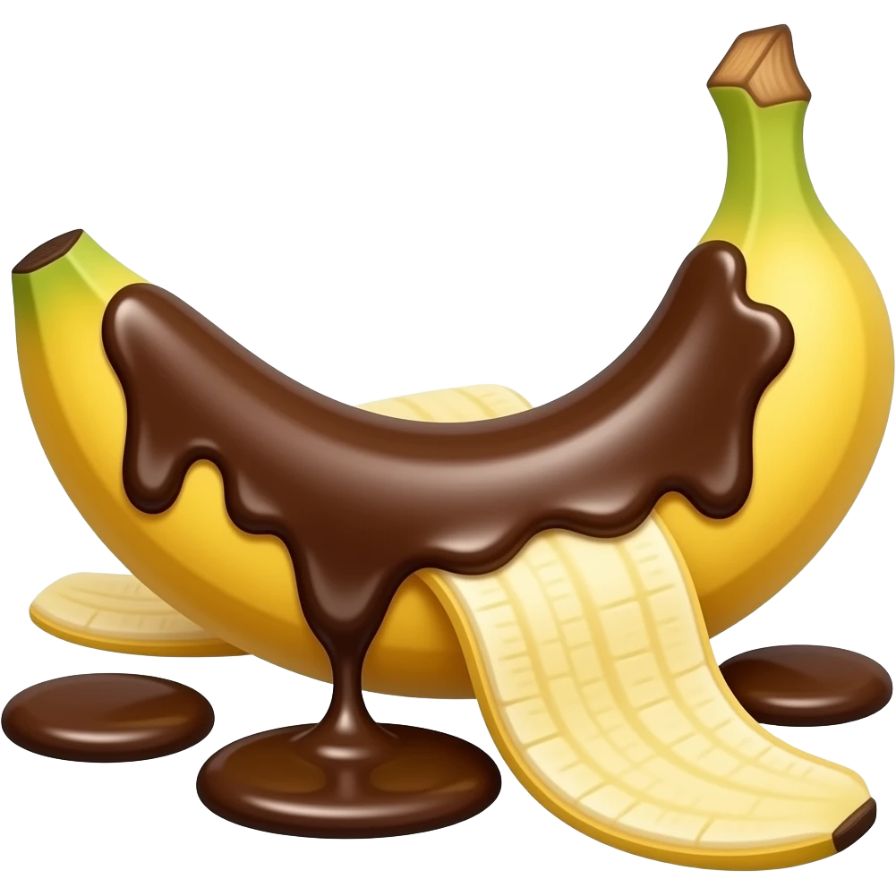 pealed banana chocolate dip emoji