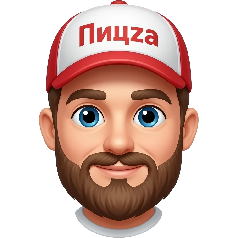a bearded pizza delivery man with a "Пицца" sign on his cap emoji