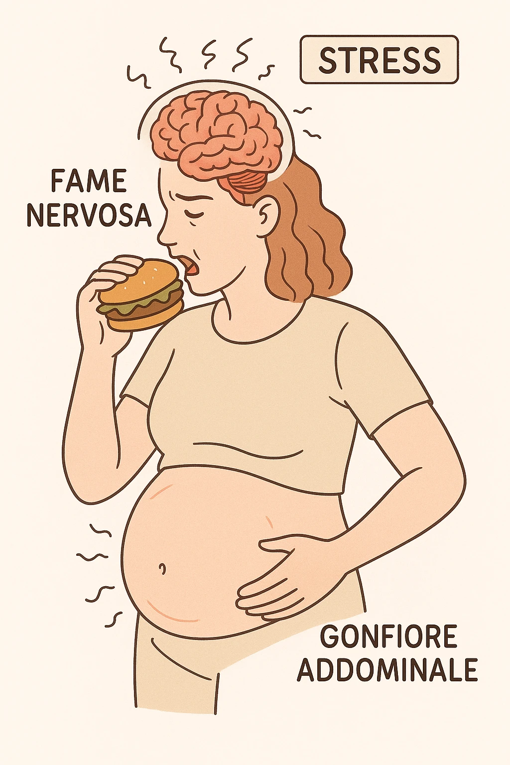 fame nervosa gonfiore addominale in italiano emoji