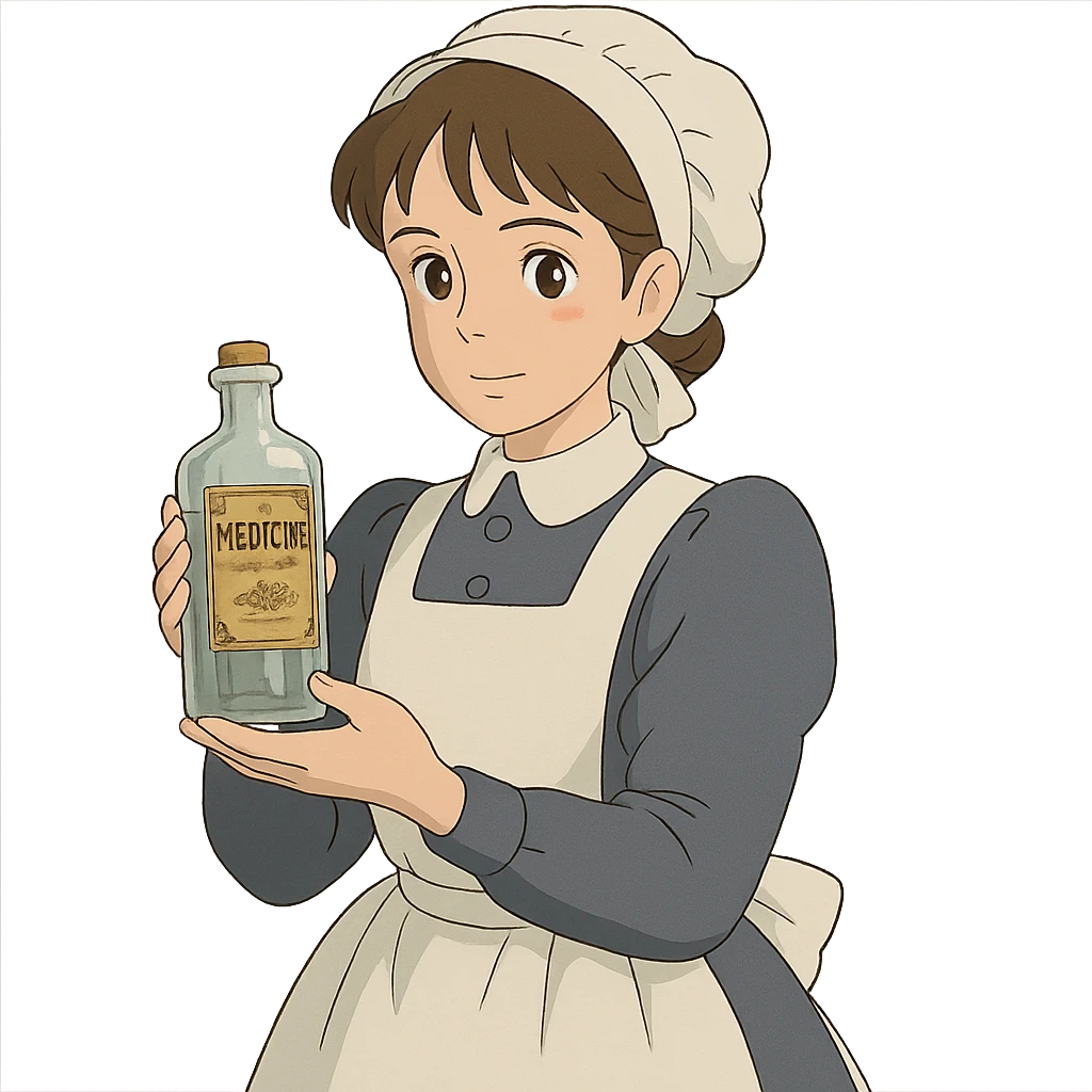 victorian nurse holding a medicine bottle emoji