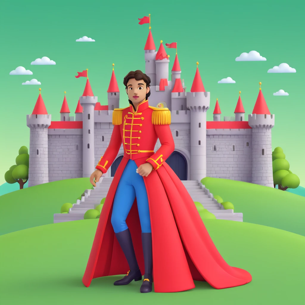 prince in red dress, royal castle background emoji