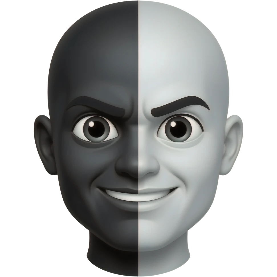 Черное и белое, хорошее и плохое изобрази в одном эмоджи emoji