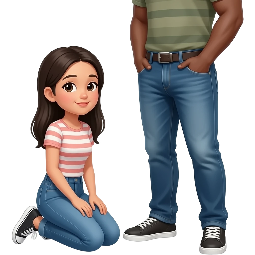 Pinay girl kneeling before a black guy showing his penis emoji