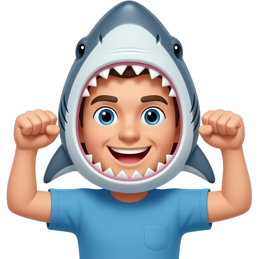 emoji face with fists by the head, pretending to be a hammerhead shark, without an image of a shark emoji