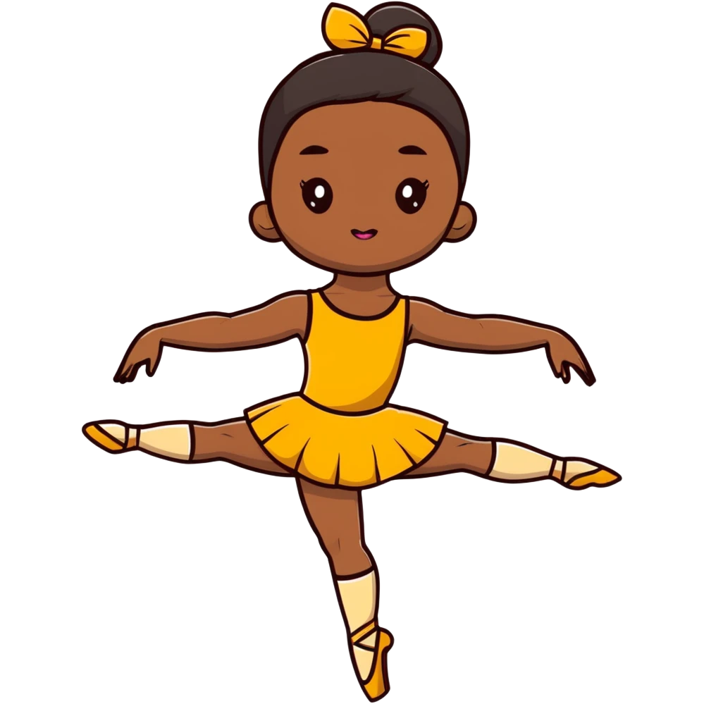 dark-skinned ballerina wearing golden outfit emoji