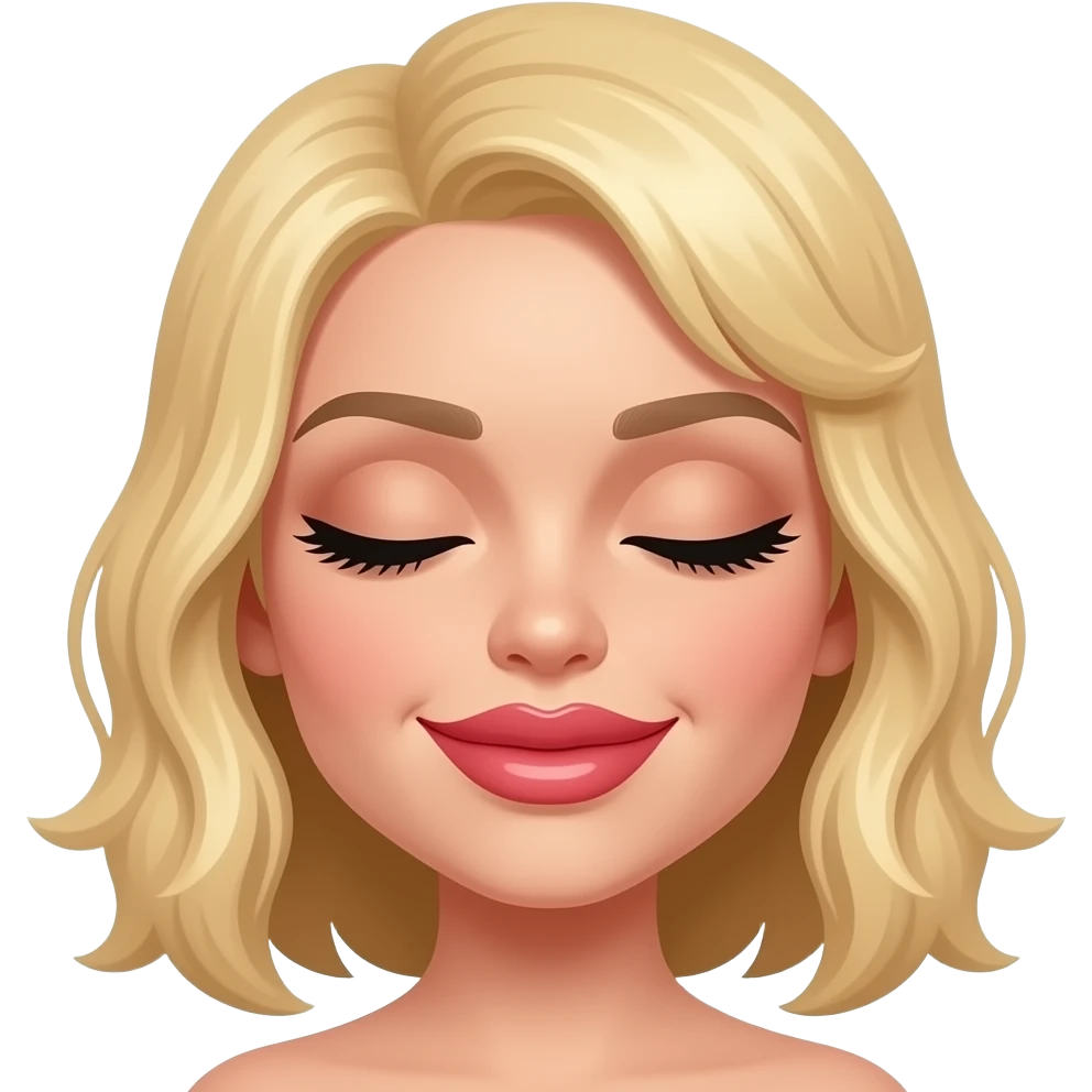 nails,big lips,blone hair,closed eyes,long eyelashes emoji