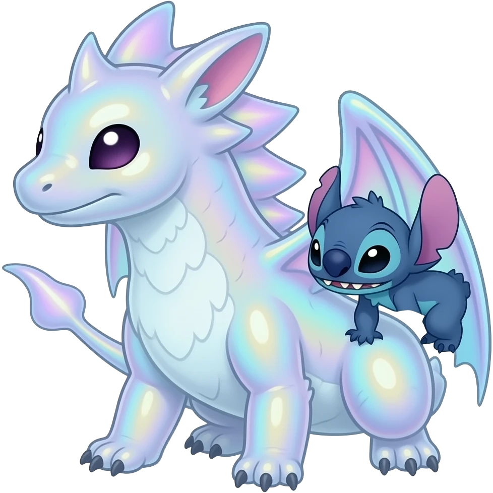 Iridescent Translucent Bioluminescent Diaphanous Meloetta-Salamence-Stitch-Toothless-Fakémon-creature-hybrid emoji