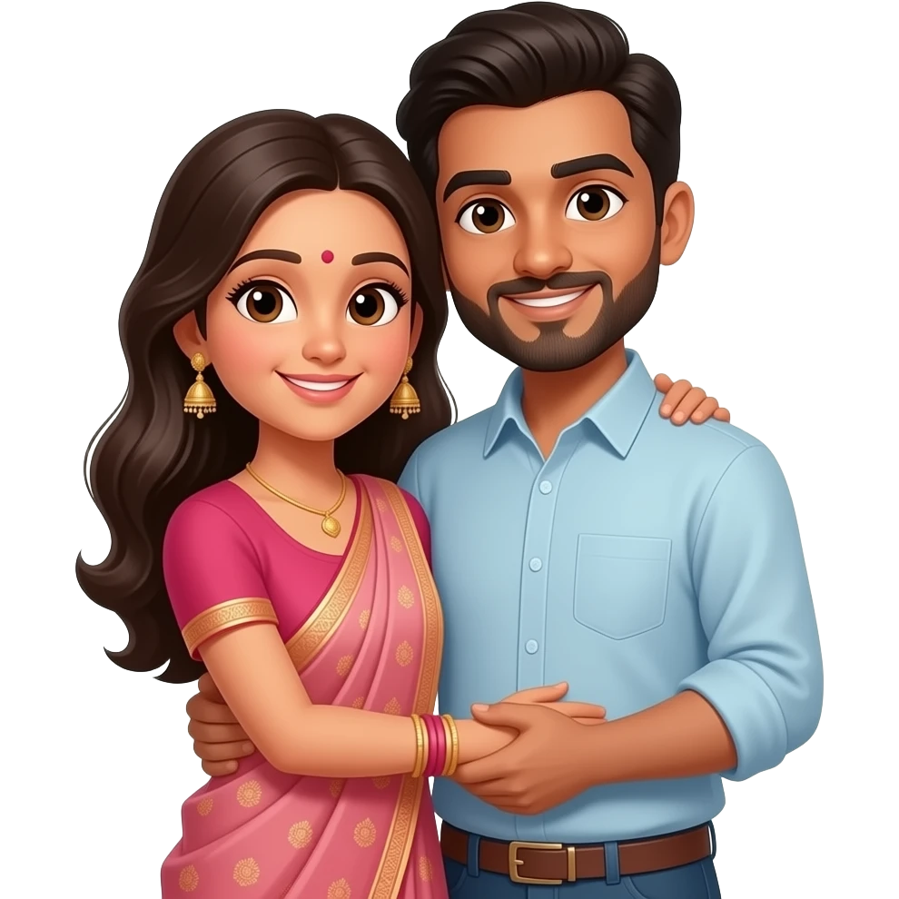 Indian couple hugging emoji