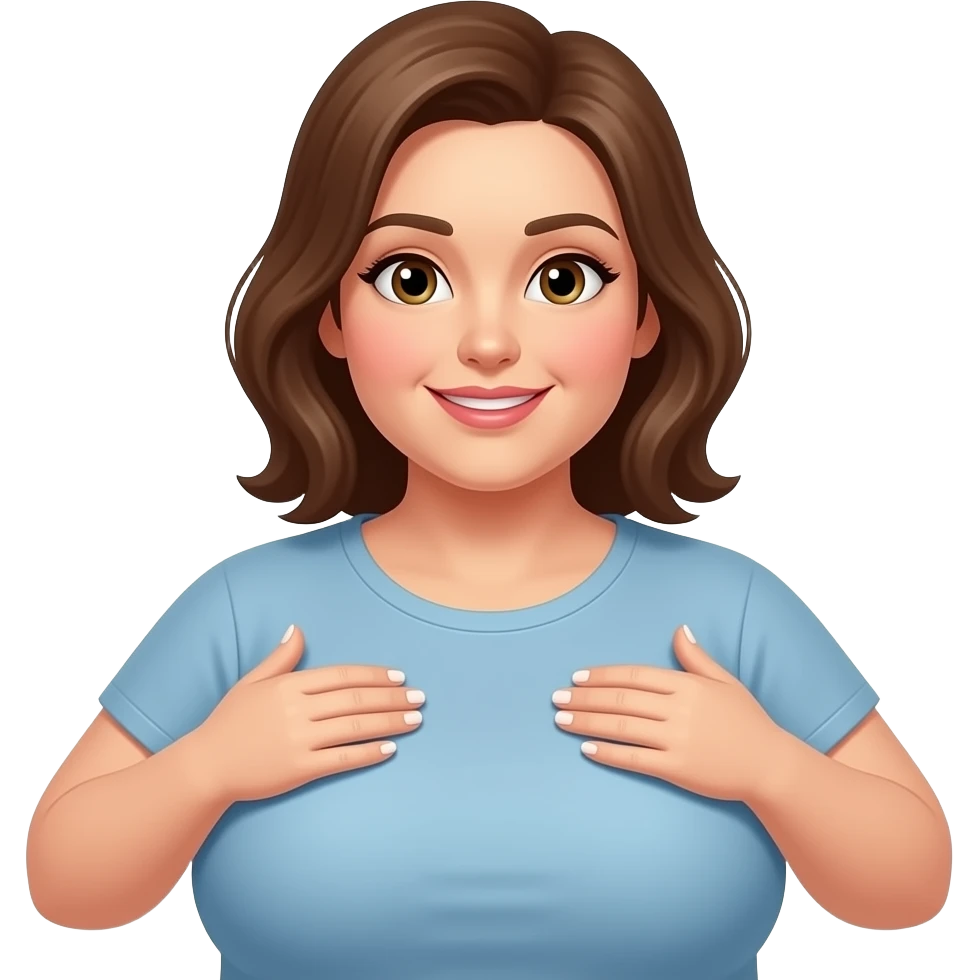 Emoji with big boobs holding them emoji