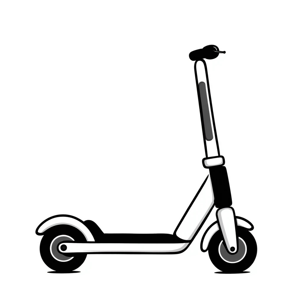 hand-drawn electric kick scooter with battery emoji