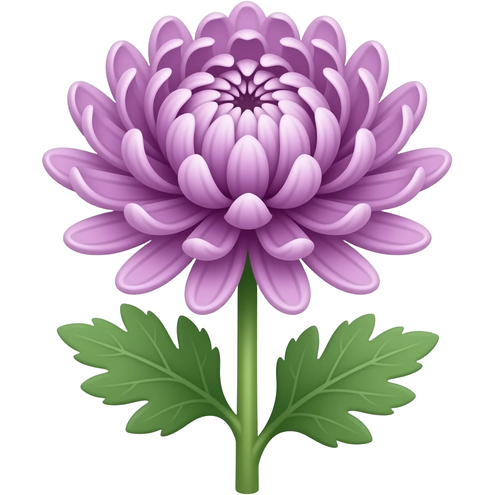 Elegant Mauve japanese chrysanthemum with stem and leaves emoji