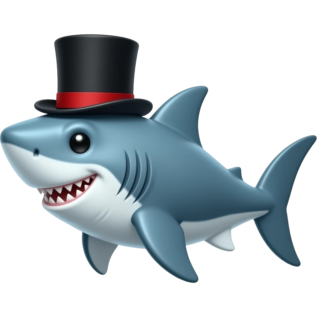Shark with a top hat emoji