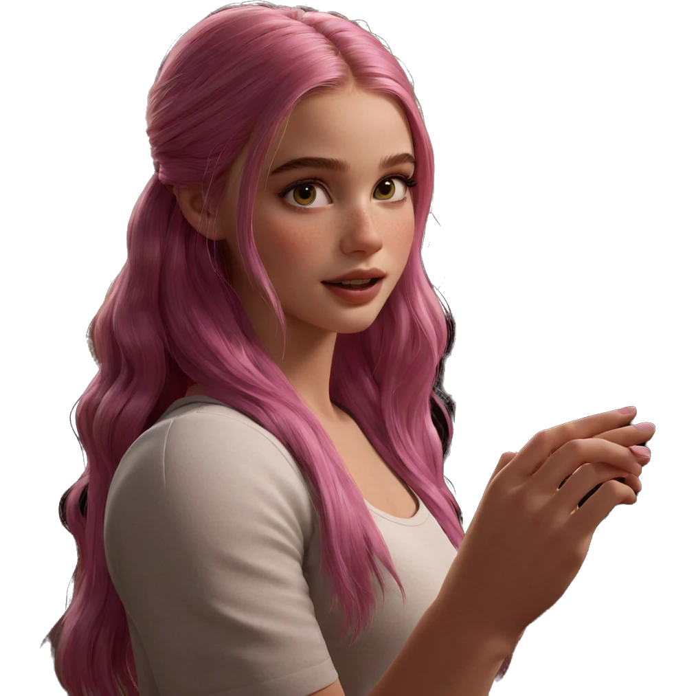 dreamy girl with pink hair emoji
