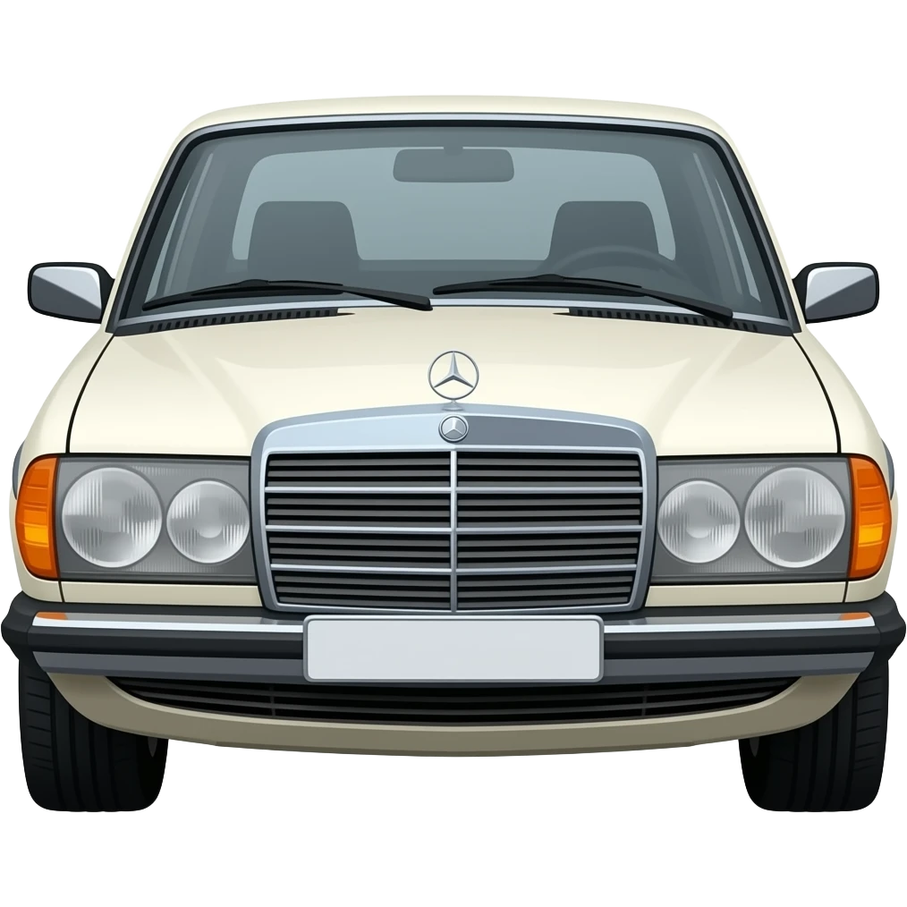 white mercedes 240d horiszontal emoji