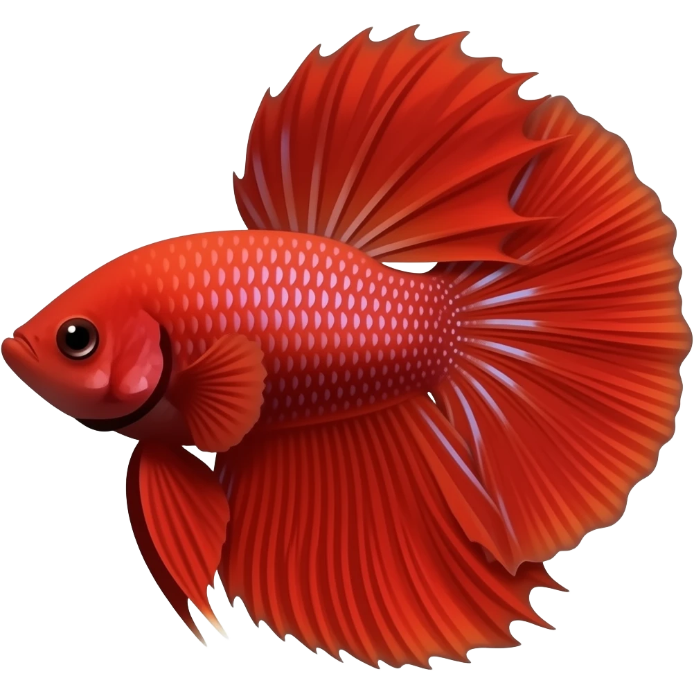 Red betta fish with short fins emoji