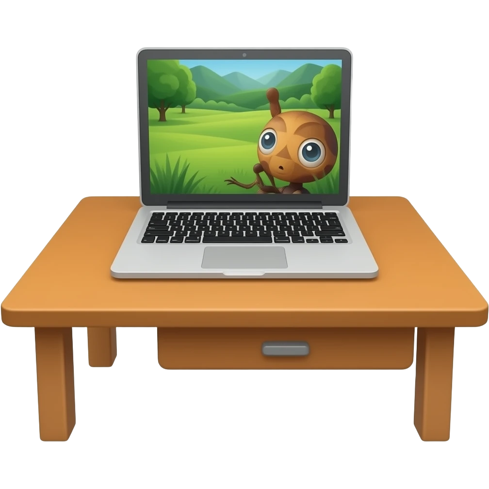 a little bug is on a desk emoji