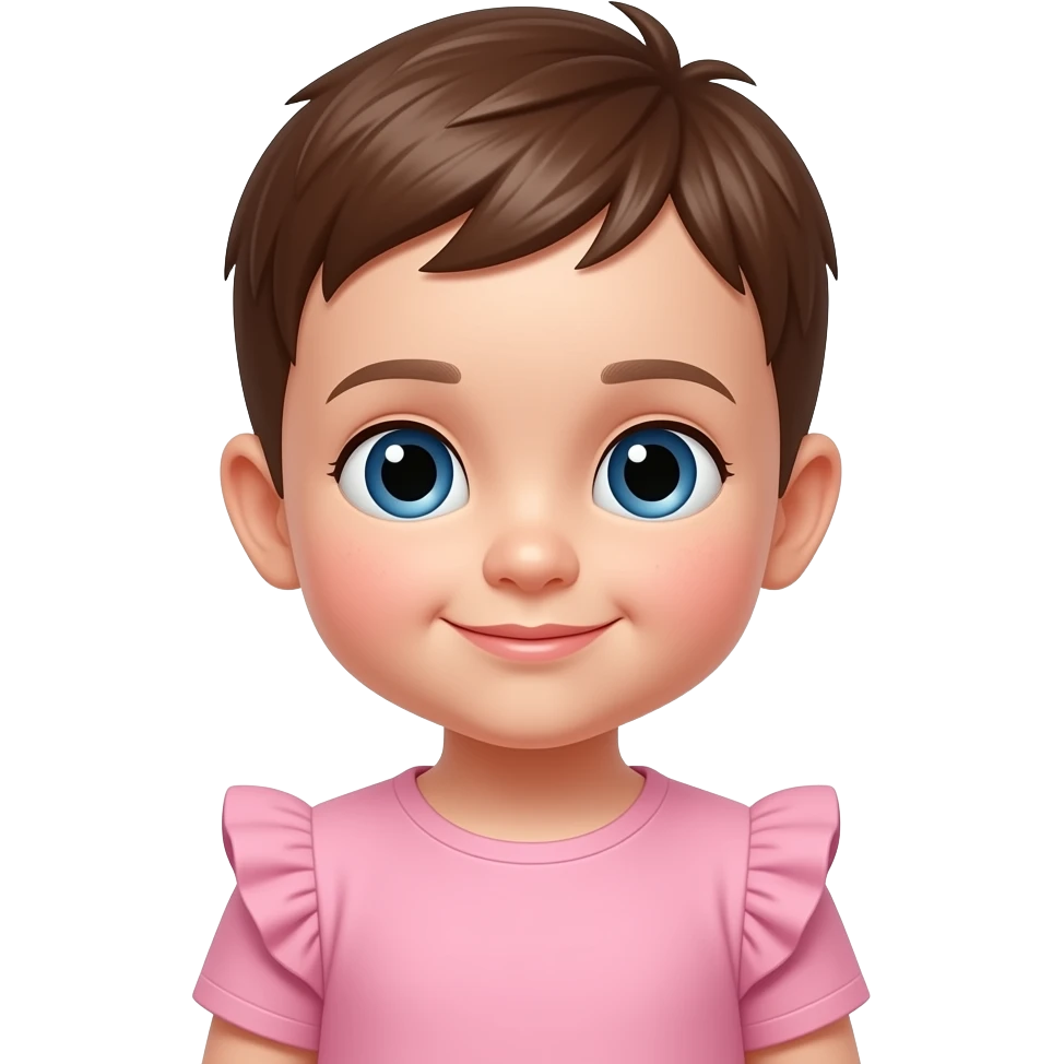 a baby boy with mehroon hairs wear pink dress emoji
