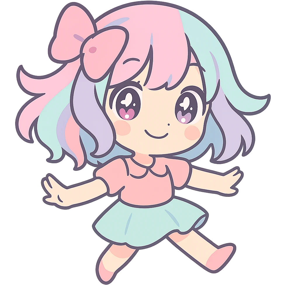 anime character, vibrant hair, expressive eyes, dynamic pose, modern anime style emoji