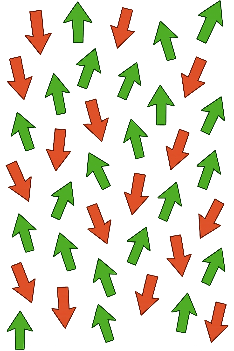 FRECCE ROSSE CHE SCENDONO E FRECCE VERDI CHE SALGONO, FLUTTUANO IN ARIA emoji