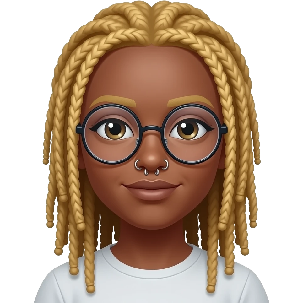 Black girl with blonde locs and eyeglasses and nose piercings emoji