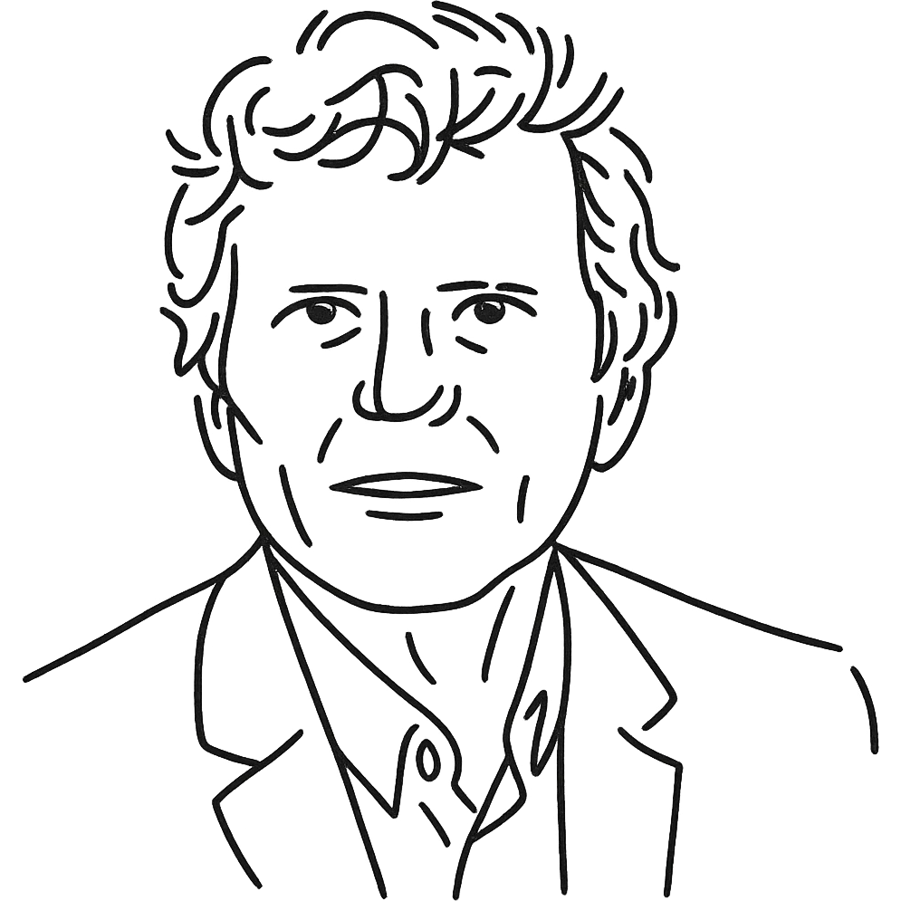 a black outline portrait based on this image of Hartmut Rosa emoji