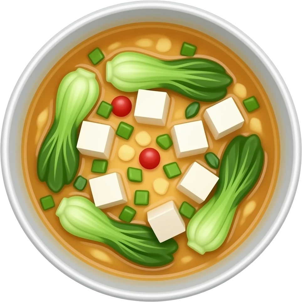 tofu soup with pakcoy and tomato emoji