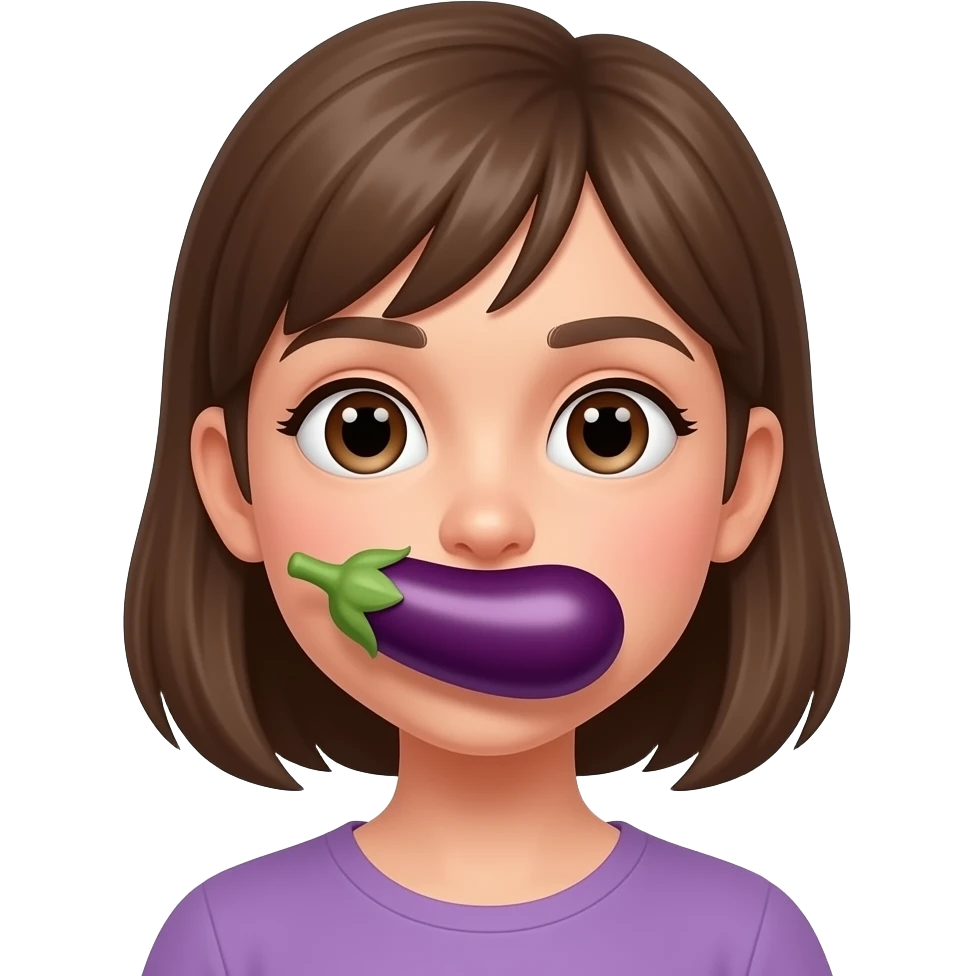 Eggplant on girl mouth emoji