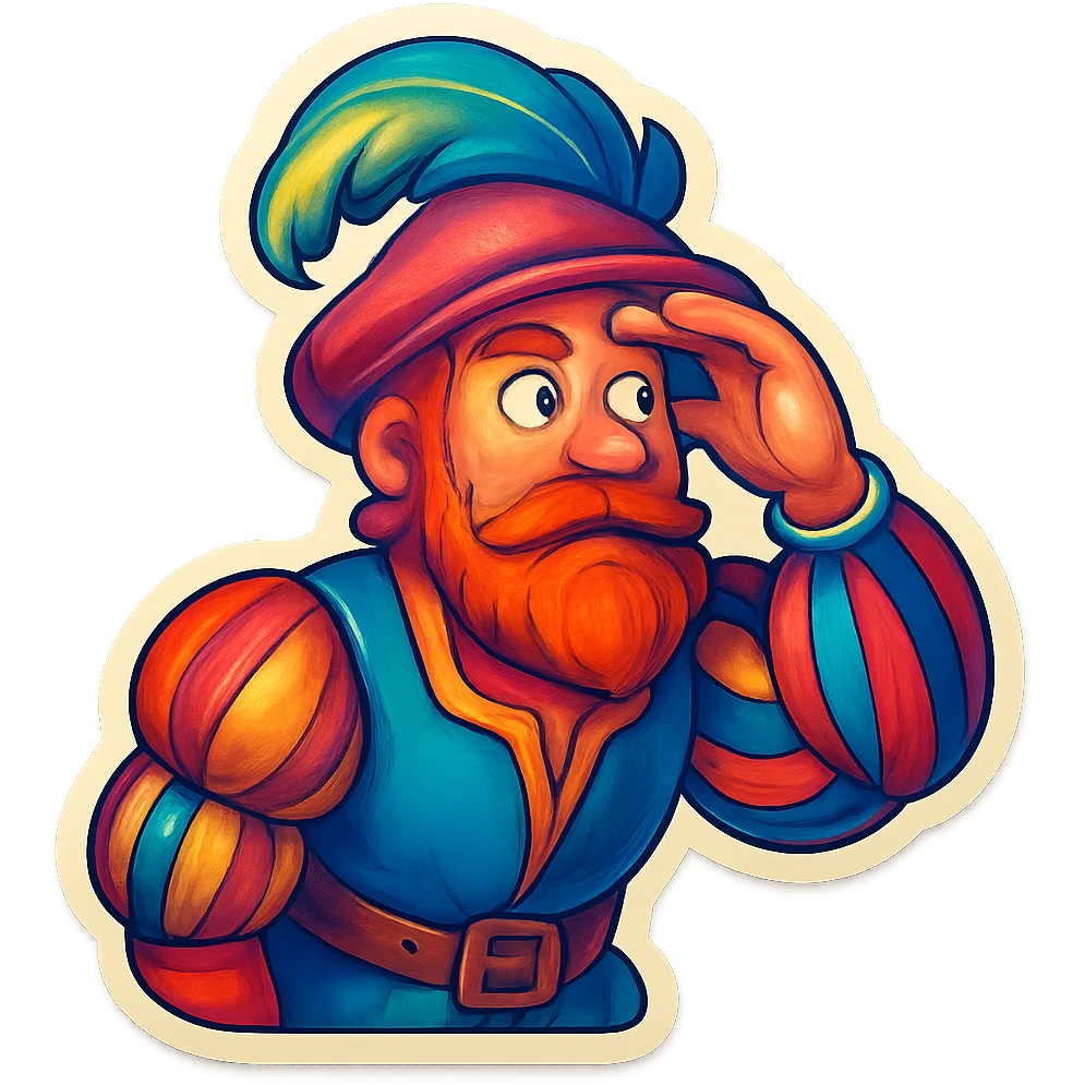 Red-bearded Landsknecht showing curiosity emoji