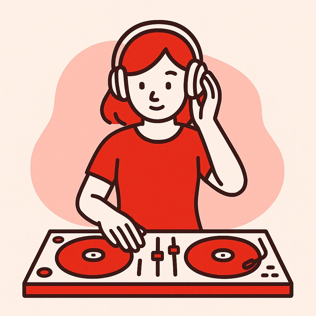 girl playing DJ set emoji
