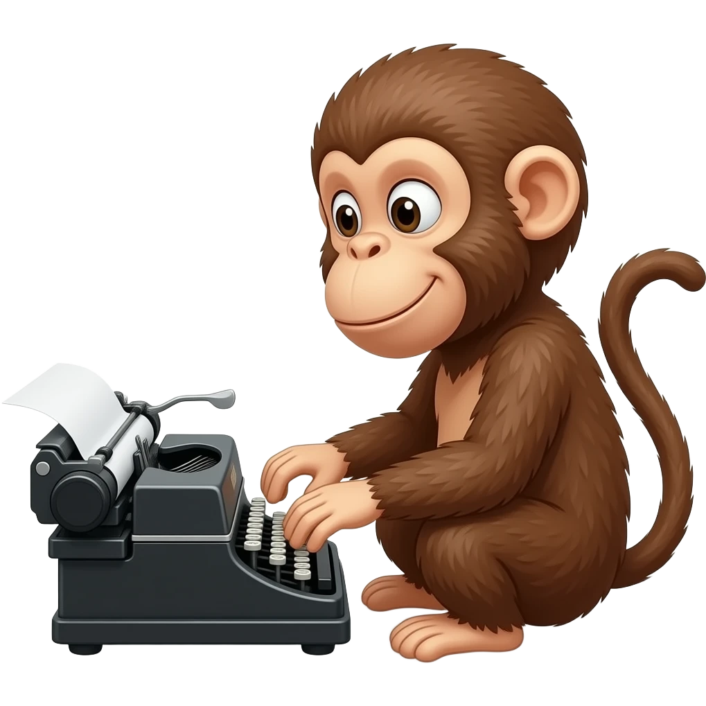 dumb looking Monkey typing on a typewriter emoji