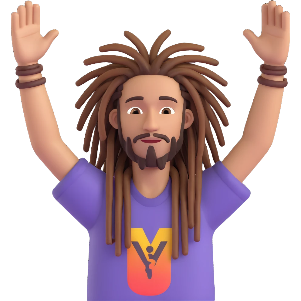 A rasta man bigging up di whole world 🌍🔥🤲🏾, reggae vibes 🎶, love and unity ✨💛💚❤️, every nation stand strong 🇯🇲🌐👑. emoji
