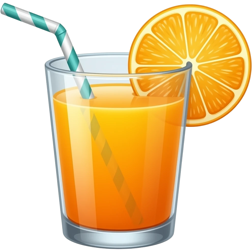 orange juice glass with an orange slice emoji