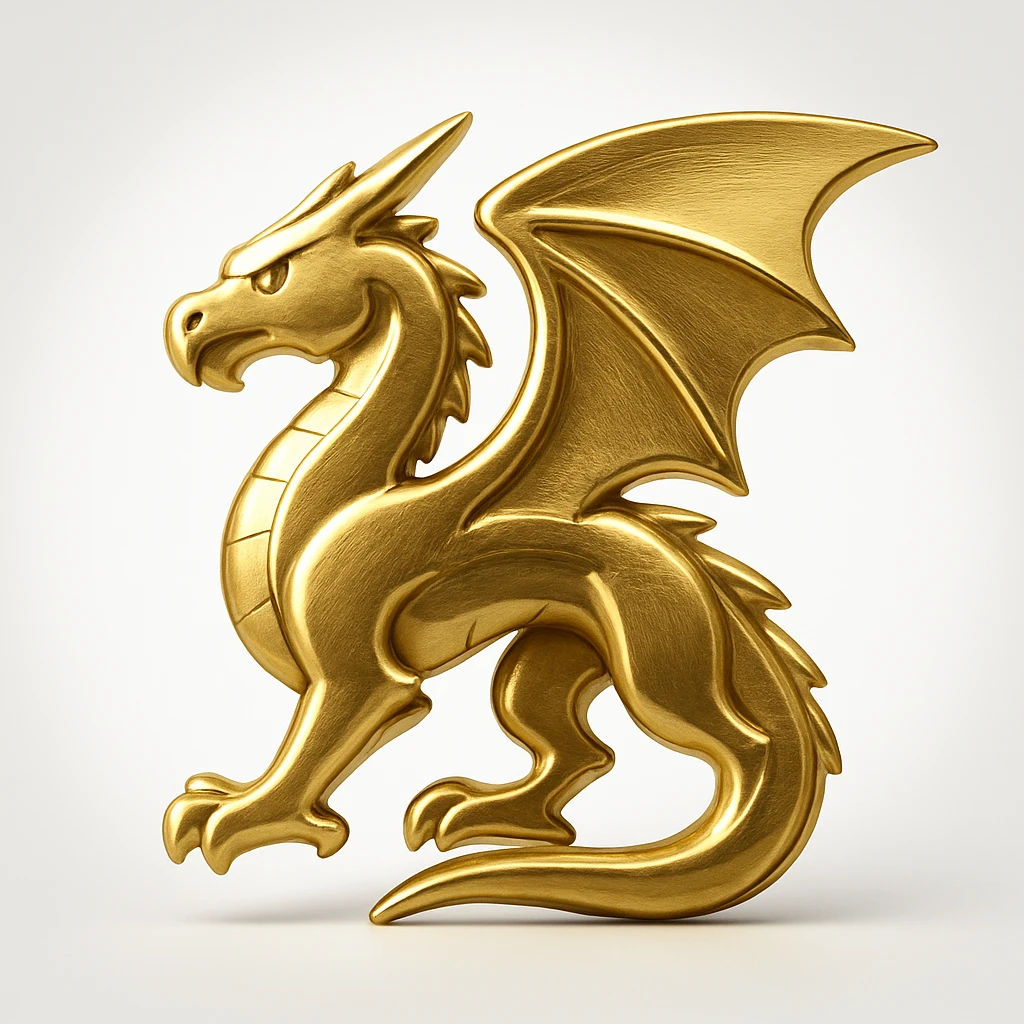 golden dragon icon style facing left emoji