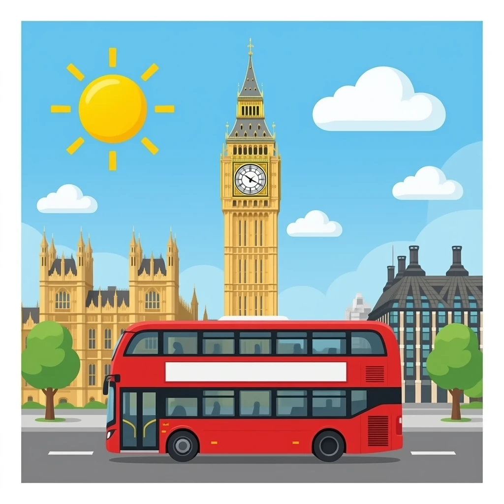 red bus in front of the big ben emoji
