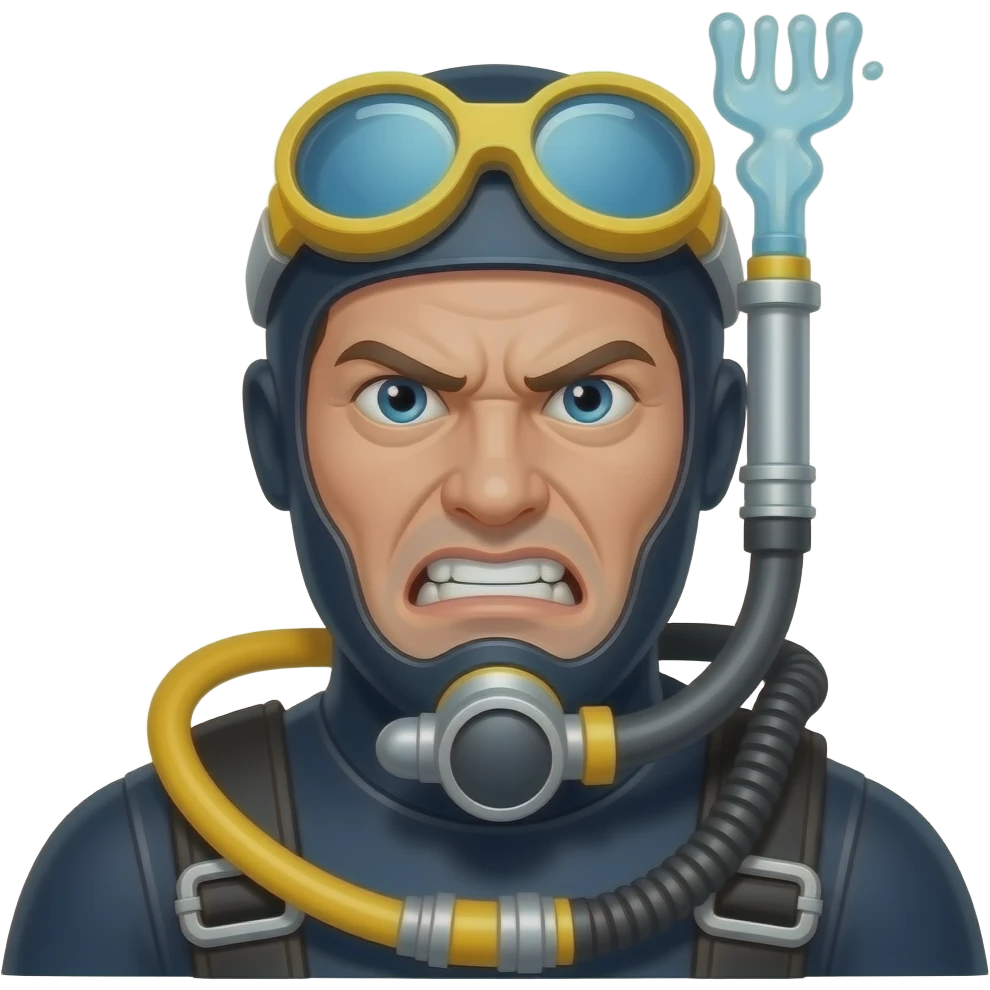 un uomo vestito da sub arrabbiatissimo emoji
