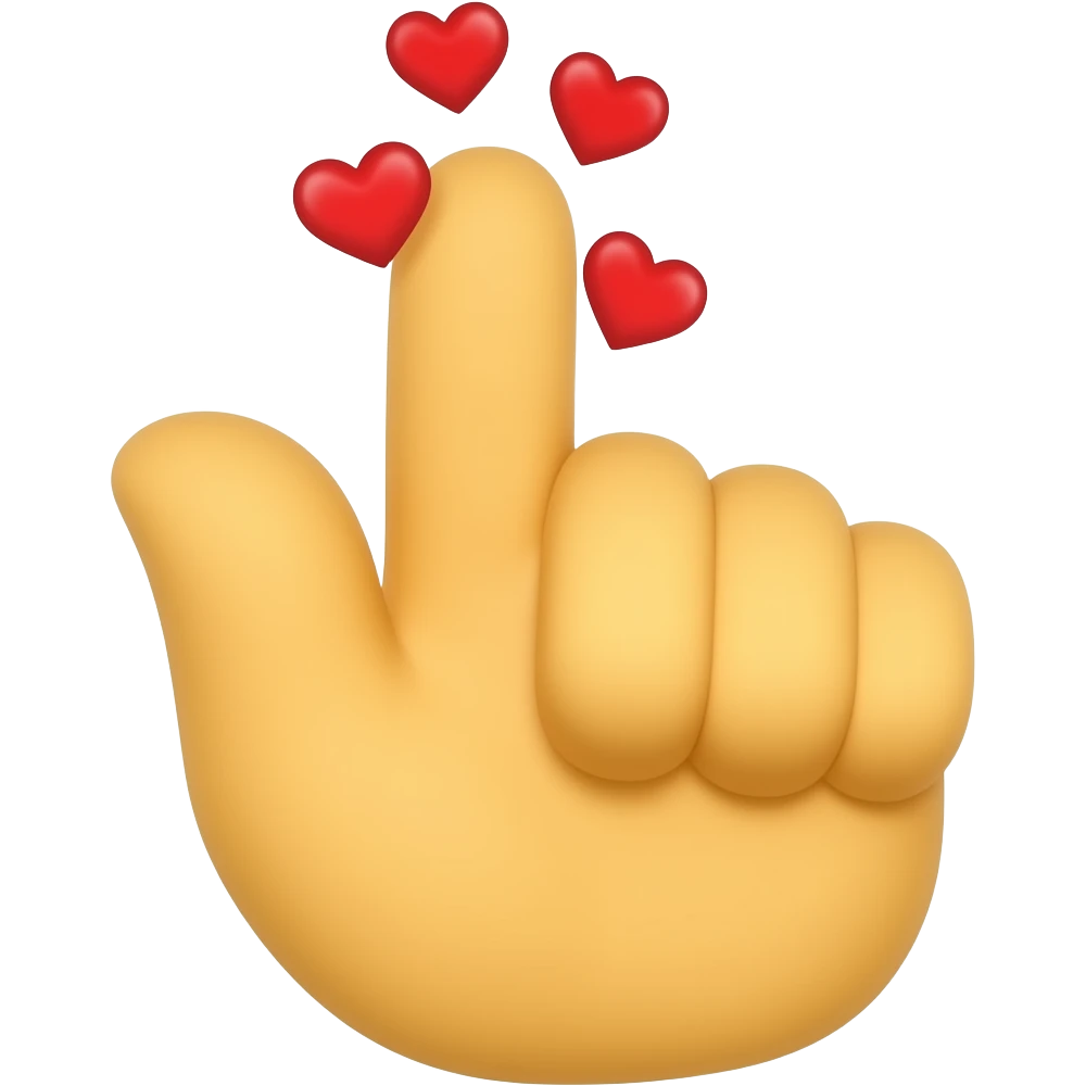 Middle finger (yellow) with hearts emoji