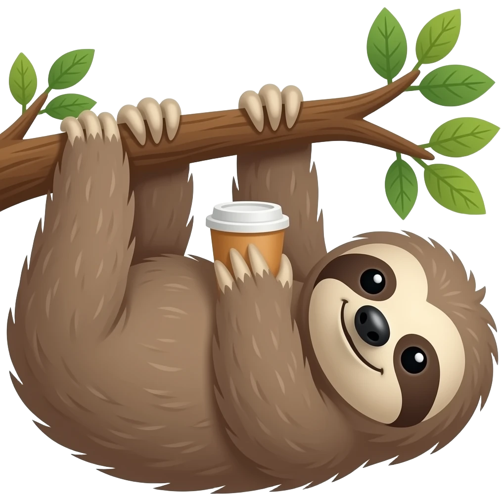 sloth tree morning coffee paper cup hanging emoji
