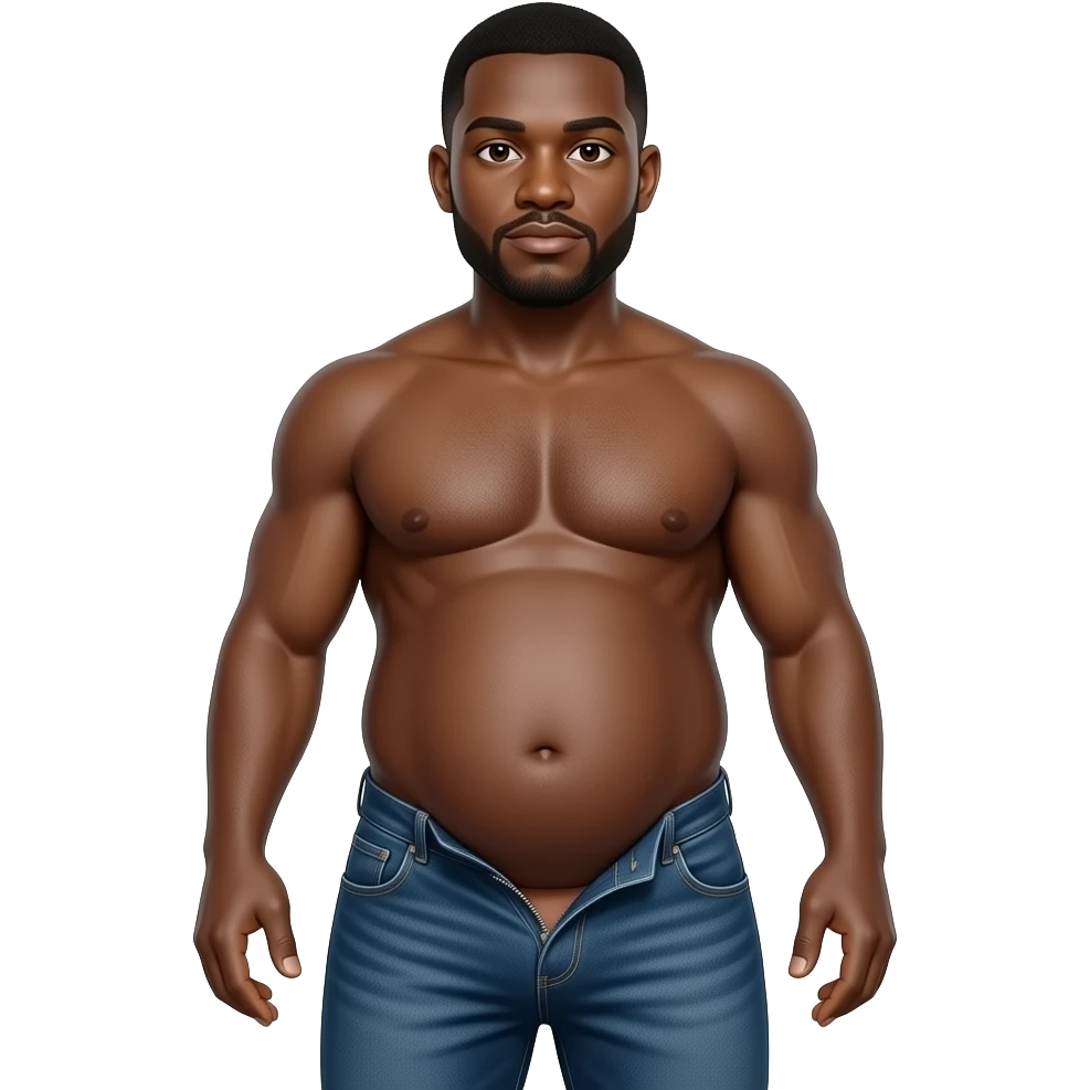 A black guy full body big penis unziped pants on body emoji