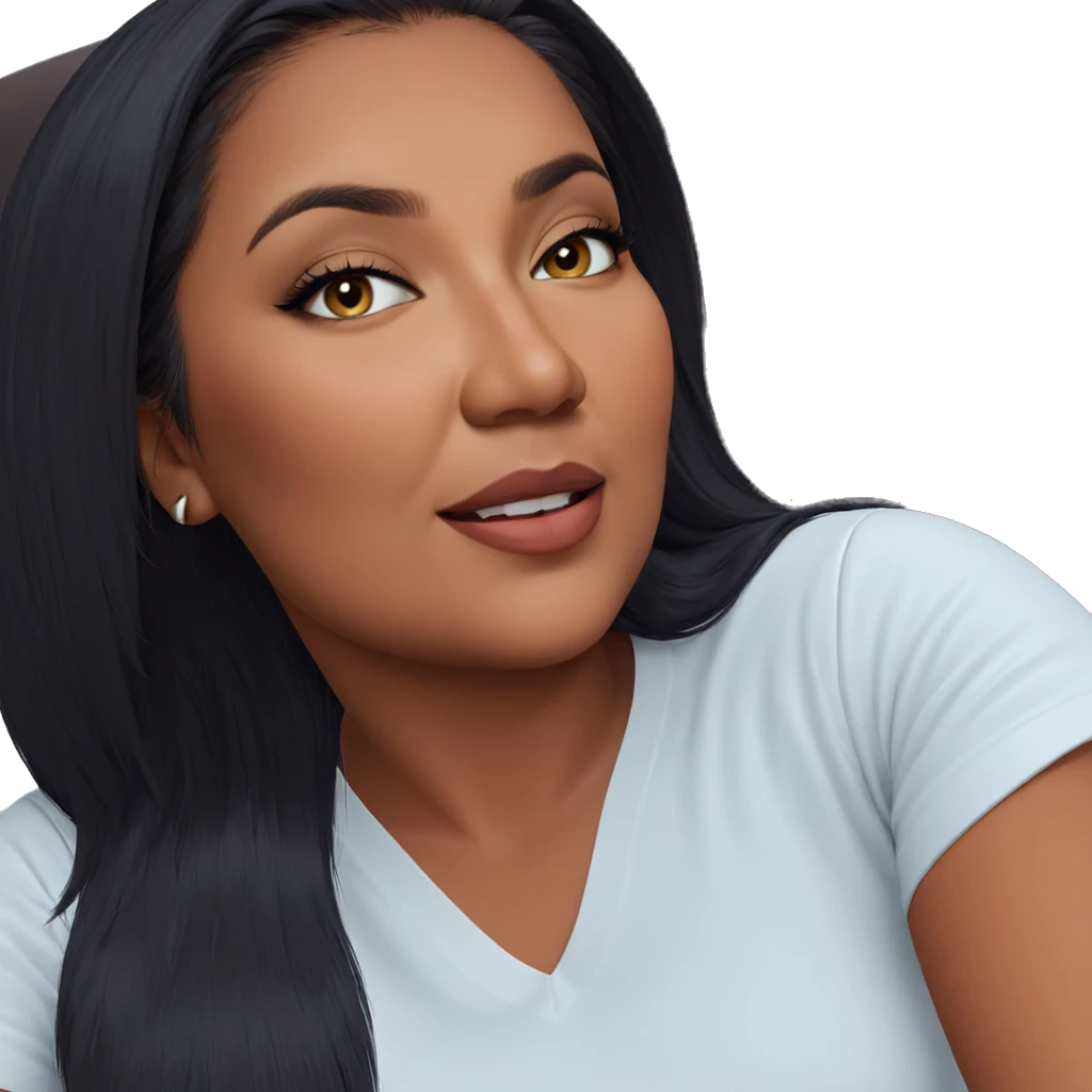 dark-skinned beauty in white shirt emoji