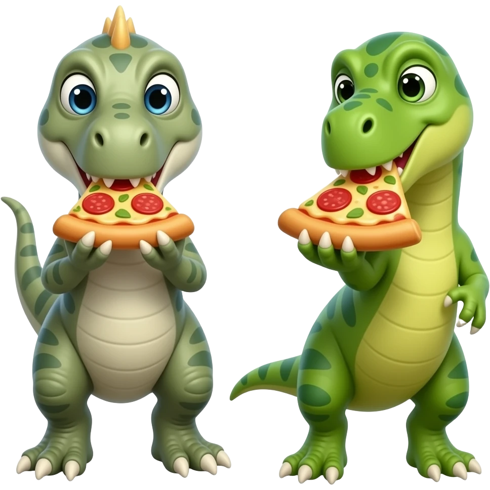pizza eating dinosaurs x2 emoji