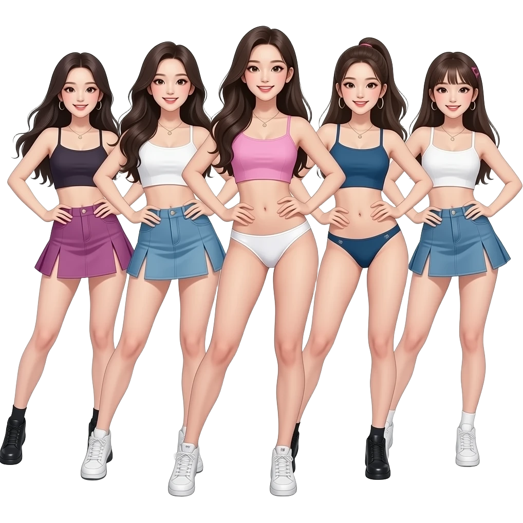 KPOP GROUP DANCING, 5 MEMBERS WITH MINI MICRO SKIRT(SHOWING HER PANTIES) AND MINI MICRO TOP emoji