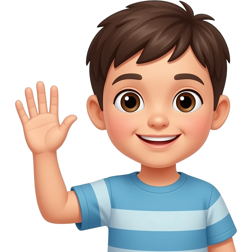 enfant debout avec la main dans les airs emoji