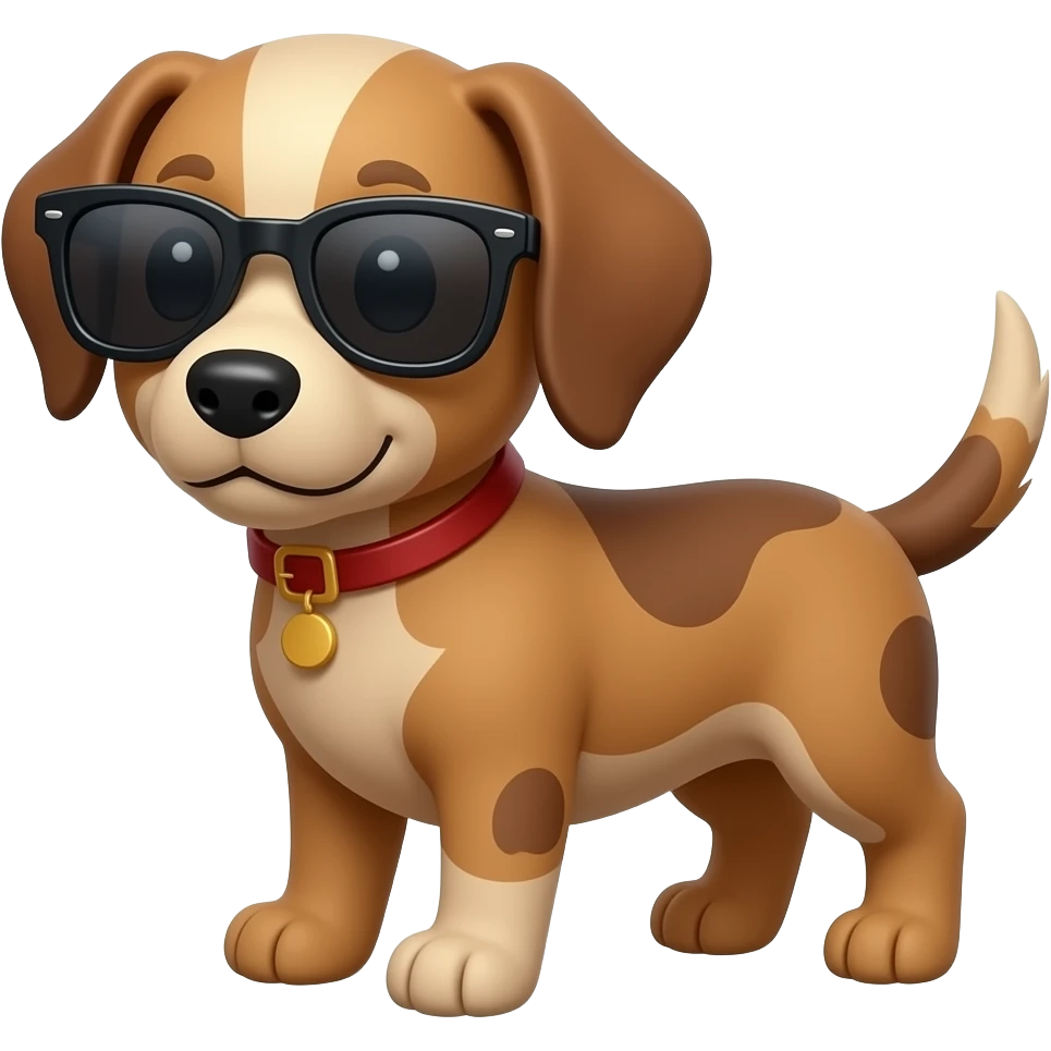 A brown puppy with sunglasses emoji