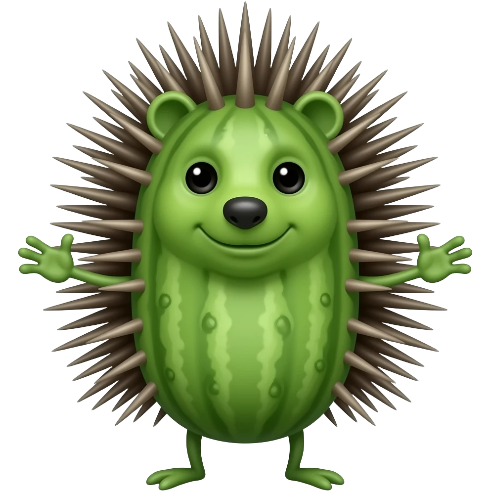 a wild porcupine like a prickly cucumber with arms and legs emoji