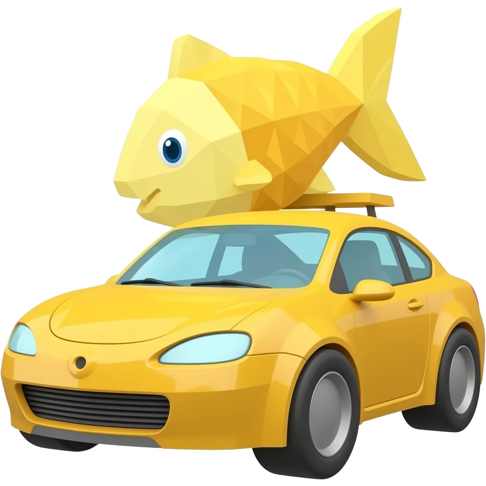 Yellow lowpoly fish tail car emoji