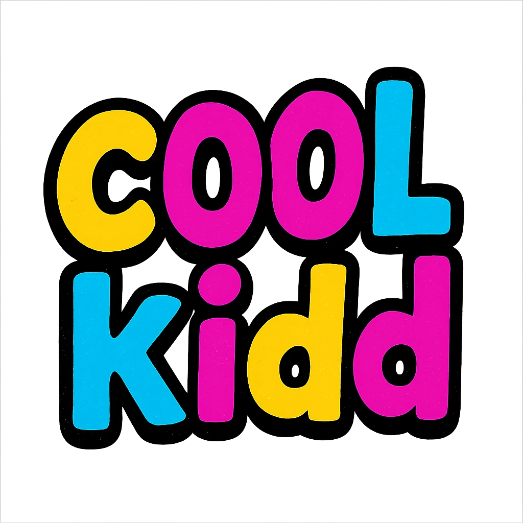 the word 'c00lkidd' in a playful, colorful style, vibrant colors, fun lettering emoji